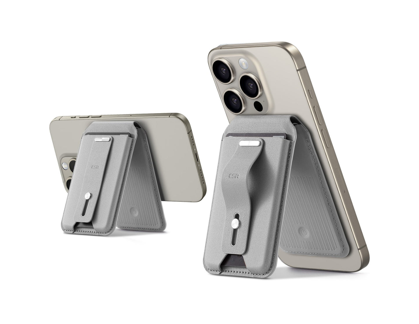 ESR HaloLock Geo Wallet Stand with grip and Find My for MagSafe at Thabthaba Store Qatar.