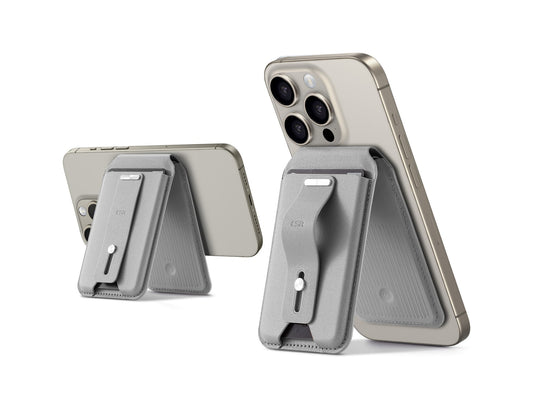 ESR HaloLock Geo Wallet Stand with grip and Find My for MagSafe at Thabthaba Store Qatar.