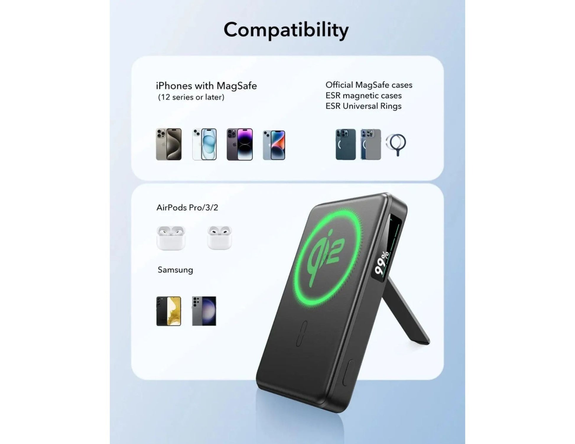 ESR Qi2 MagSlim Kickstand Power Bank 10,000mAh wireless charger black Qatar