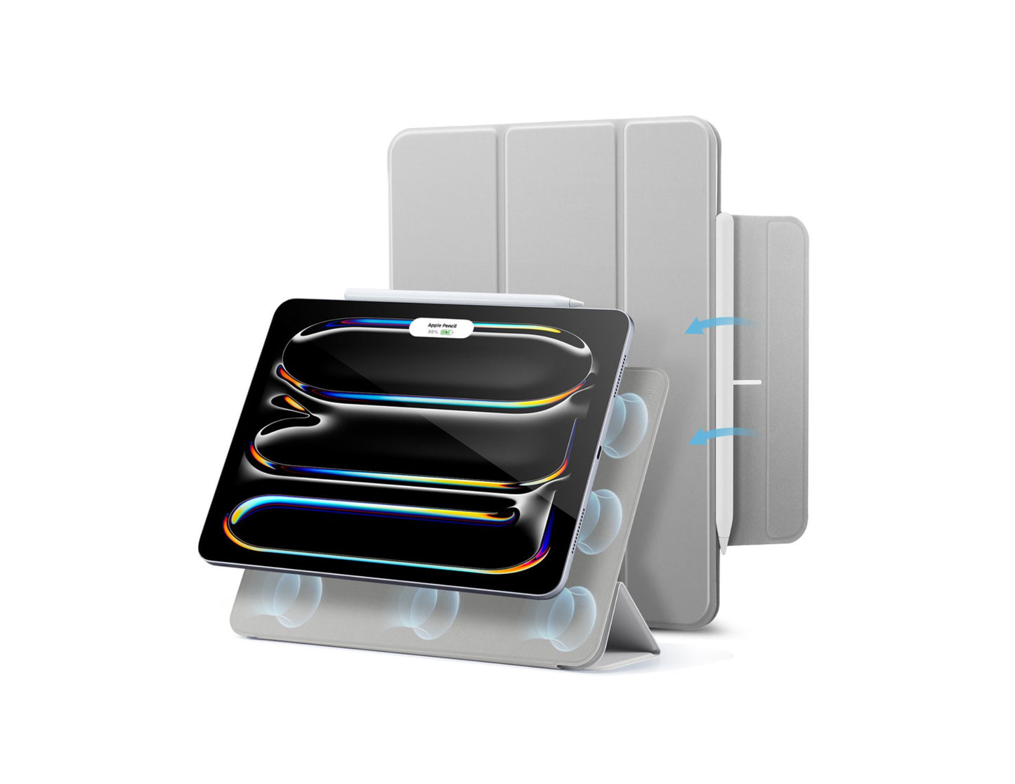 ESR Rebound Magnetic Case white for iPad Pro 11 2024/2025 with trifold stand at Thabthaba Store Qatar.