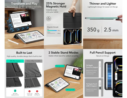 ESR Rebound Magnetic Case white for iPad Pro 13 2024/2025 with trifold stand at Thabthaba Store Qatar.