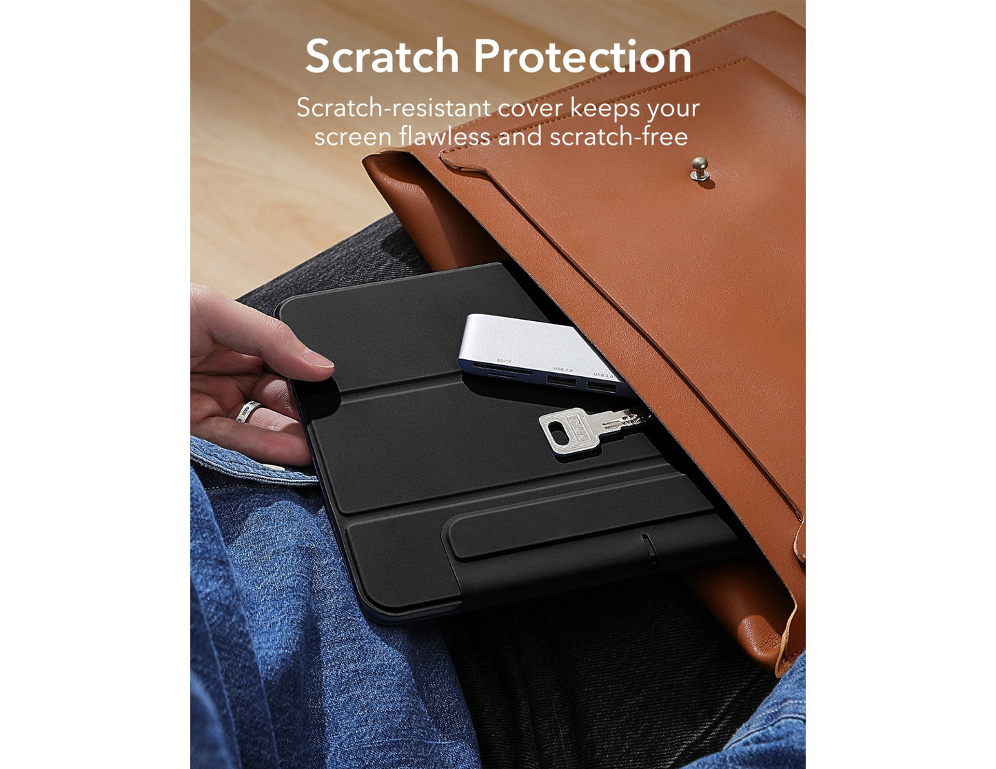 ESR Rebound Magnetic Case white for iPad Pro 13 2024/2025 with trifold stand at Thabthaba Store Qatar.