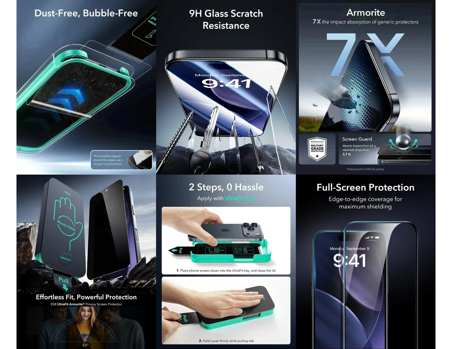 ESR UltraFit Armorite Privacy Screen Protector 3-pack for iPhone 17 Pro and Pro Max, Thabthaba Store Qatar