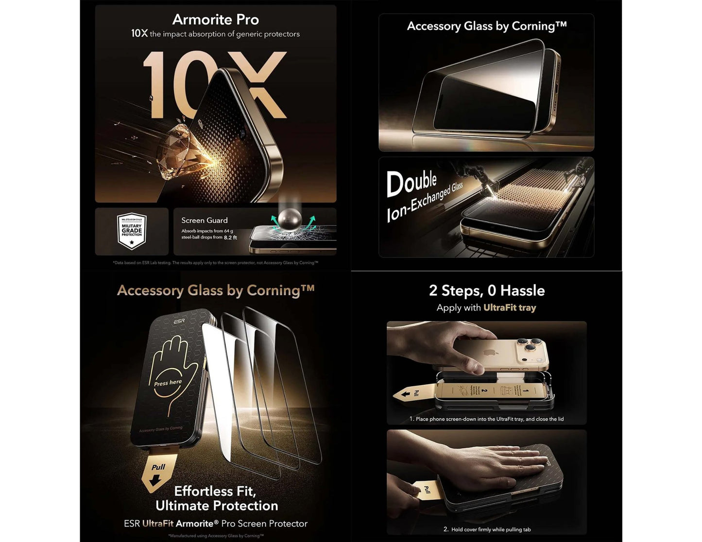 ESR UltraFit Armorite Pro tempered glass screen protector for iPhone 17 Pro and Pro Max, Thabthaba Store Qatar