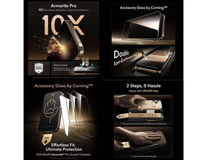 ESR UltraFit Armorite Pro tempered glass screen protector for iPhone 17 Pro and Pro Max, Thabthaba Store Qatar