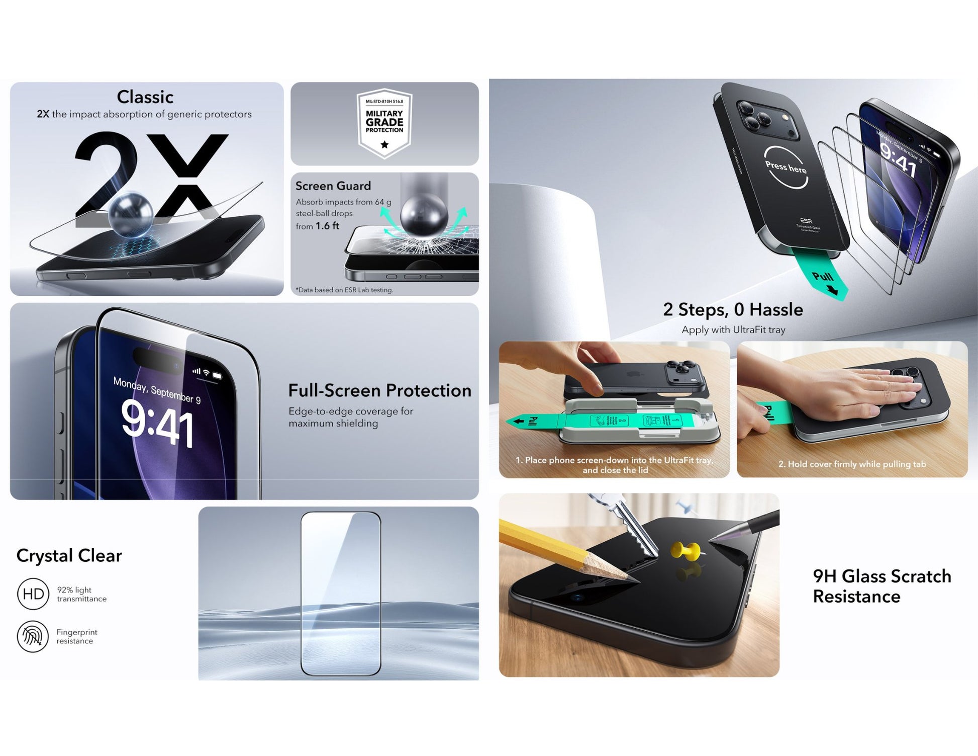 ESR UltraFit Classic tempered glass screen protector iPhone 17 Pro Max HD clarity Qatar