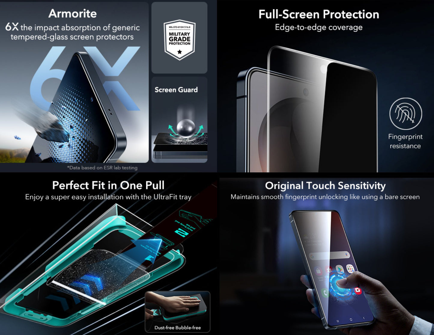 ESR UltraFit Armorite Privacy Screen Protector for Samsung Galaxy S26 Ultra at Thabthaba Store Qatar.