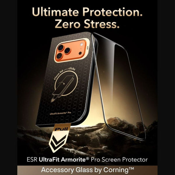 ESR UltraFit Armorite Pro 9H Corning Accessory Glass screen protector for iPhone 18 Pro Max with edge-to-edge coverage and UltraFit Tray Qatar