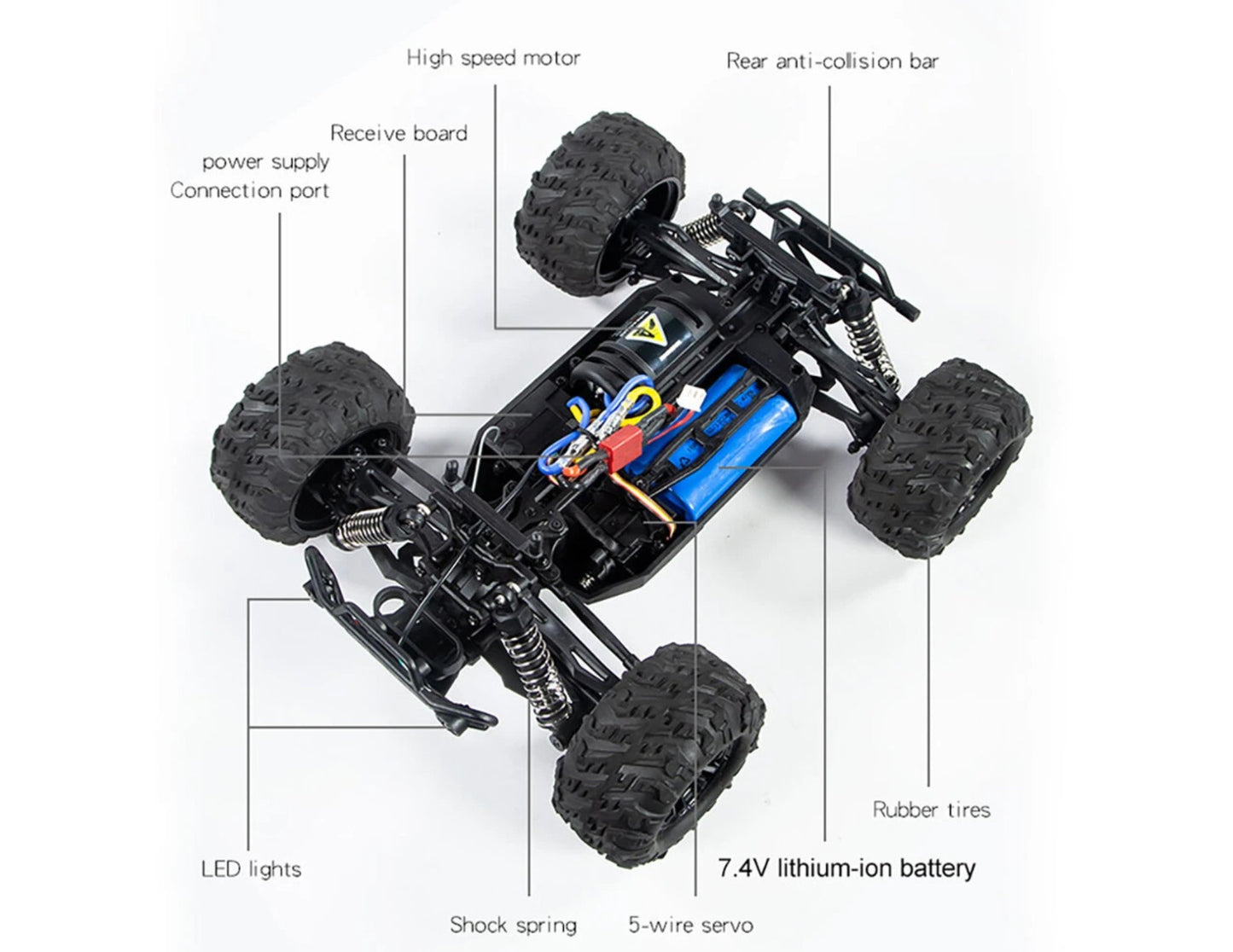 Gallopish Storm Pro HW8808-C 1:16 4WD off-road RC car with oversized tires and LED lights at Thabthaba Store Qatar.