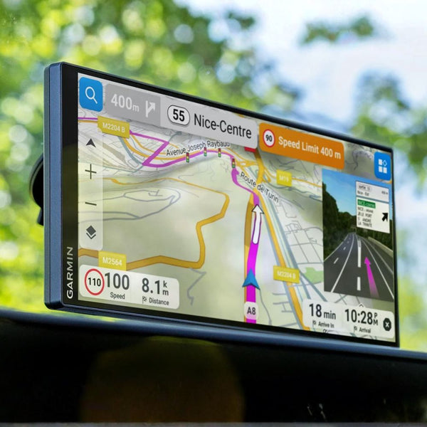 Garmin Drive 7.1-inch ultrawide HD GPS car navigator with touchscreen and suction-cup mount