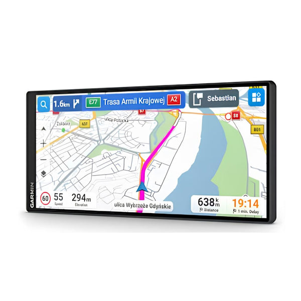 Garmin Drive 7.1-inch ultrawide HD GPS car navigator with touchscreen and suction-cup mount