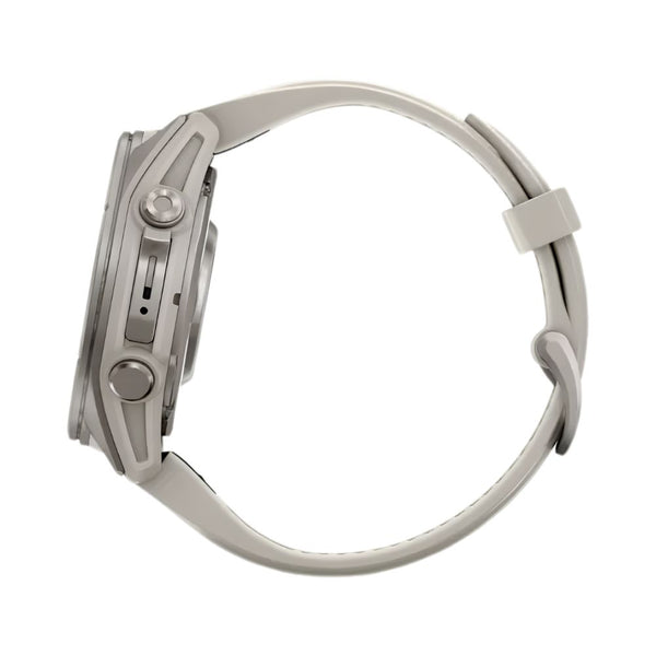 Garmin fēnix 9 43mm Titanium smartwatch with Fog Grey Silicone Band and sapphire lens in Qatar