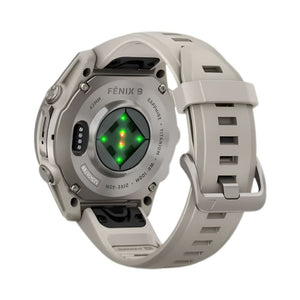 Garmin fēnix 9 43mm Titanium smartwatch with Fog Grey Silicone Band and sapphire lens in Qatar