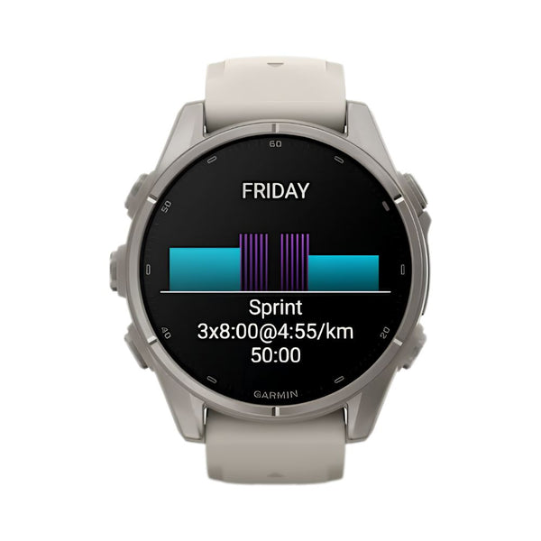 Garmin fēnix 9 43mm Titanium smartwatch with Fog Grey Silicone Band and sapphire lens in Qatar
