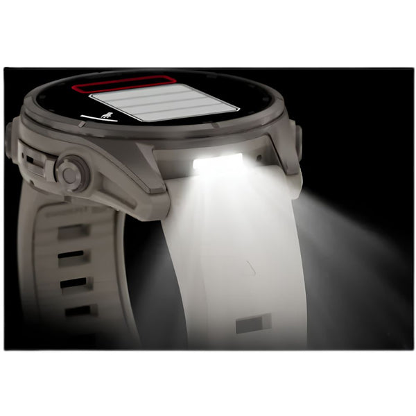 Garmin fēnix 9 43mm Titanium smartwatch with Fog Grey Silicone Band and sapphire lens in Qatar