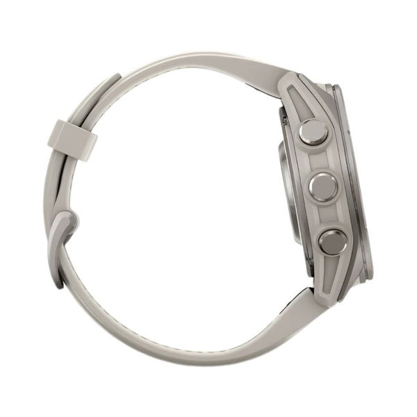Garmin fēnix 9 43mm Titanium smartwatch with Fog Grey Silicone Band and sapphire lens in Qatar