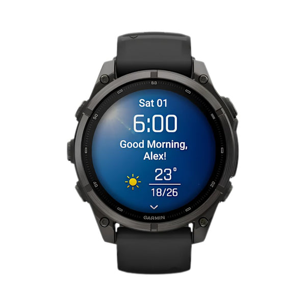 Garmin fēnix 9 47mm Carbon Grey DLC Titanium smartwatch with Black Silicone Band in Qatar