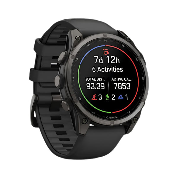 Garmin fēnix 9 47mm Carbon Grey DLC Titanium smartwatch with Black Silicone Band in Qatar