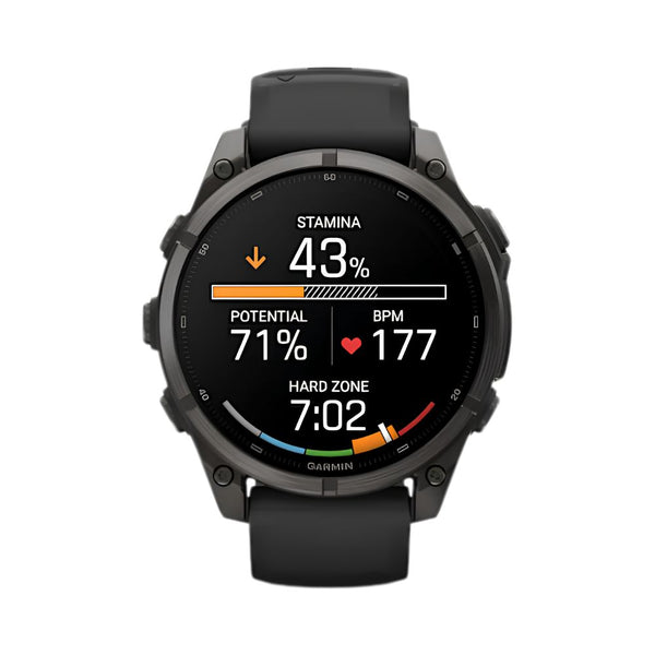 Garmin fēnix 9 47mm Carbon Grey DLC Titanium smartwatch with Black Silicone Band in Qatar