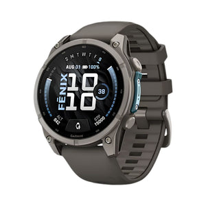 Garmin fēnix 9 47mm Titanium smartwatch with Pebble Grey Silicone Band and sapphire lens in Qatar