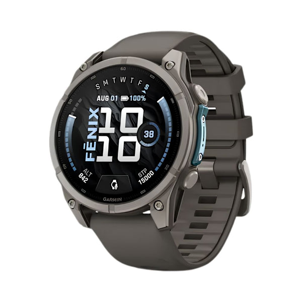 Garmin fēnix 9 47mm Titanium smartwatch with Pebble Grey Silicone Band and sapphire lens in Qatar