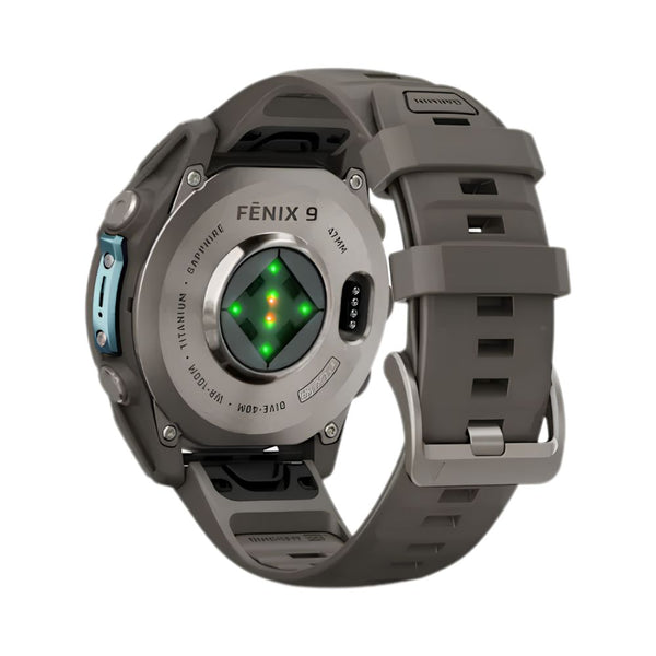 Garmin fēnix 9 47mm Titanium smartwatch with Pebble Grey Silicone Band and sapphire lens in Qatar