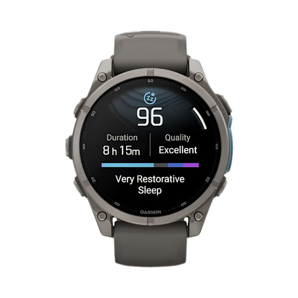 Garmin fēnix 9 47mm Titanium smartwatch with Pebble Grey Silicone Band and sapphire lens in Qatar