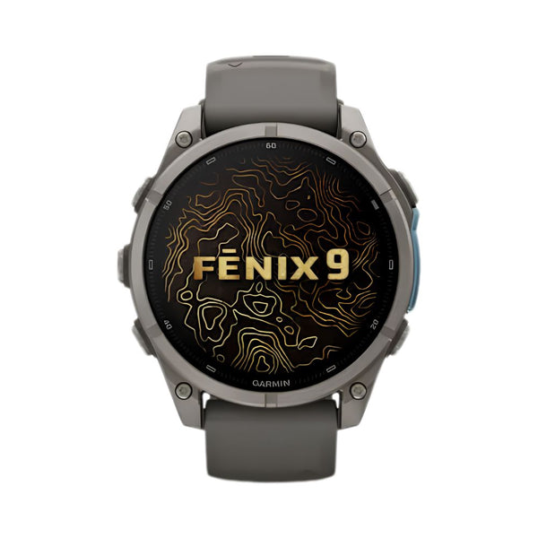 Garmin fēnix 9 47mm Titanium smartwatch with Pebble Grey Silicone Band and sapphire lens in Qatar