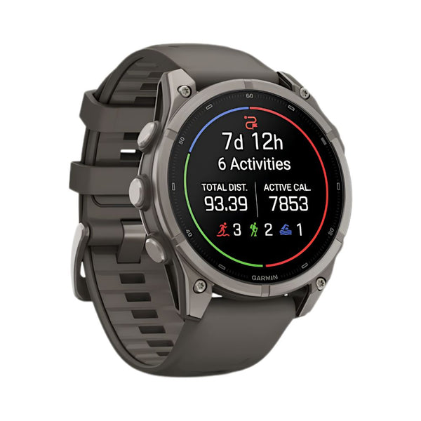 Garmin fēnix 9 47mm Titanium smartwatch with Pebble Grey Silicone Band and sapphire lens in Qatar