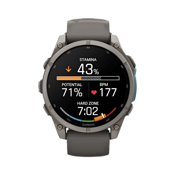 Garmin fēnix 9 47mm Titanium smartwatch with Pebble Grey Silicone Band and sapphire lens in Qatar