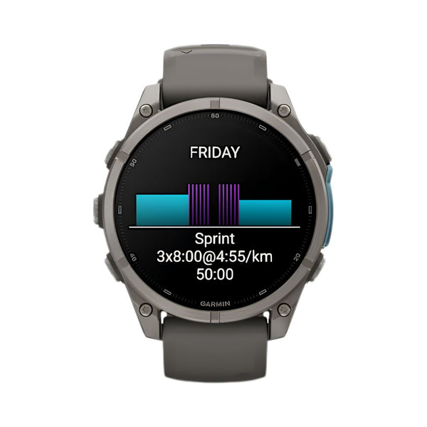 Garmin fēnix 9 47mm Titanium smartwatch with Pebble Grey Silicone Band and sapphire lens in Qatar