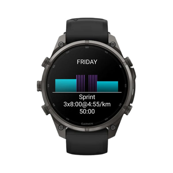 Garmin fēnix 9 Pro 47mm Carbon Gray DLC titanium GPS smartwatch with Black/Pebble Gray silicone band in Qatar