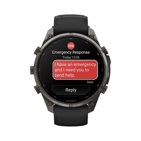 Garmin fēnix 9 Pro 47mm Carbon Gray DLC titanium GPS smartwatch with Black/Pebble Gray silicone band in Qatar