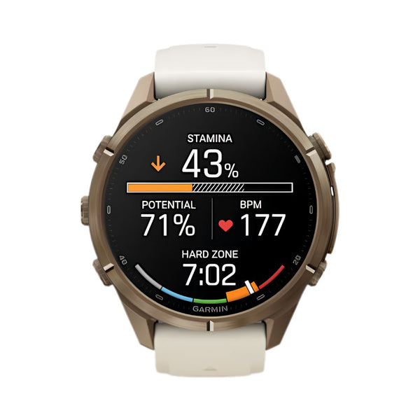 Garmin fēnix 9 Pro inReach 43mm Autumn Gold Titanium smartwatch with Cream French Gray silicone band in Qatar