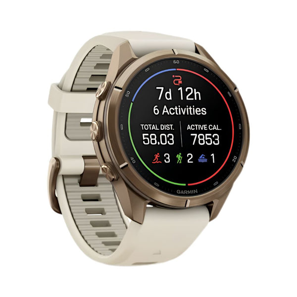 Garmin fēnix 9 Pro inReach 43mm Autumn Gold Titanium smartwatch with Cream French Gray silicone band in Qatar
