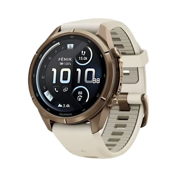 Garmin fēnix 9 Pro inReach 43mm Autumn Gold Titanium smartwatch with Cream French Gray silicone band in Qatar