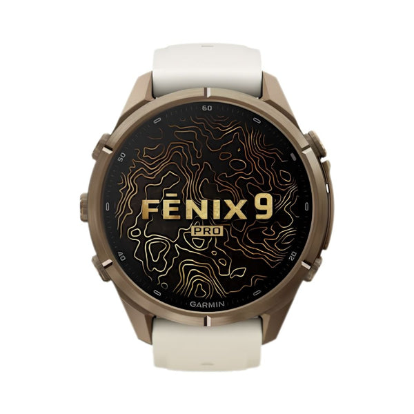 Garmin fēnix 9 Pro inReach 43mm Autumn Gold Titanium smartwatch with Cream French Gray silicone band in Qatar