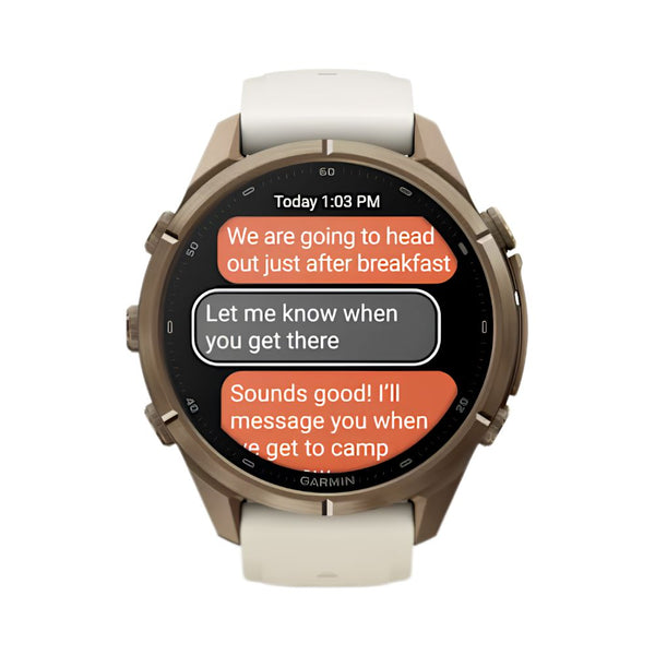 Garmin fēnix 9 Pro inReach 43mm Autumn Gold Titanium smartwatch with Cream French Gray silicone band in Qatar