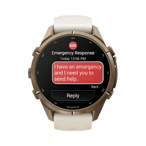 Garmin fēnix 9 Pro inReach 43mm Autumn Gold Titanium smartwatch with Cream French Gray silicone band in Qatar