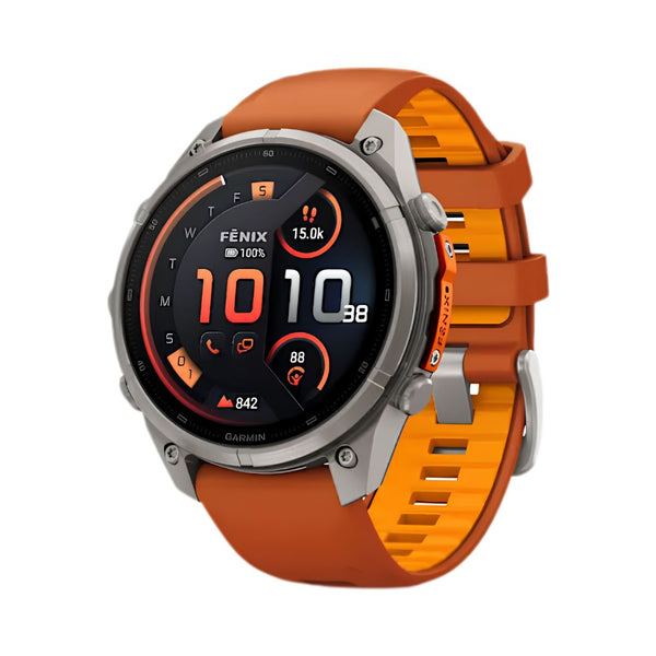 Garmin fēnix 9 Pro inReach 47mm Titanium smartwatch with Autumn Orange Spark Orange silicone band in Qatar