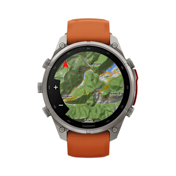 Garmin fēnix 9 Pro inReach 47mm Titanium smartwatch with Autumn Orange Spark Orange silicone band in Qatar