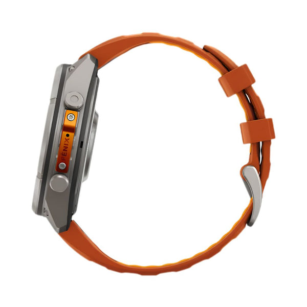Garmin fēnix 9 Pro inReach 47mm Titanium smartwatch with Autumn Orange Spark Orange silicone band in Qatar