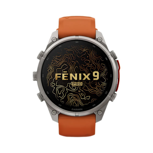 Garmin fēnix 9 Pro inReach 47mm Titanium smartwatch with Autumn Orange Spark Orange silicone band in Qatar