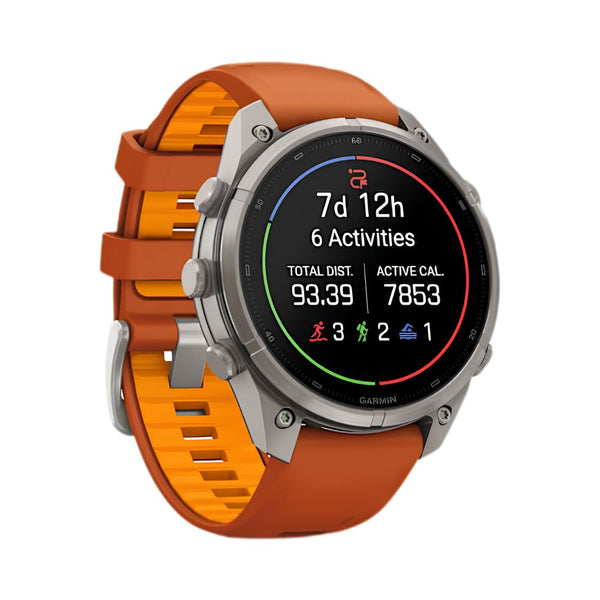 Garmin fēnix 9 Pro inReach 47mm Titanium smartwatch with Autumn Orange Spark Orange silicone band in Qatar
