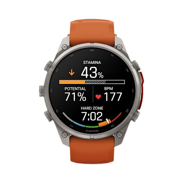 Garmin fēnix 9 Pro inReach 47mm Titanium smartwatch with Autumn Orange Spark Orange silicone band in Qatar