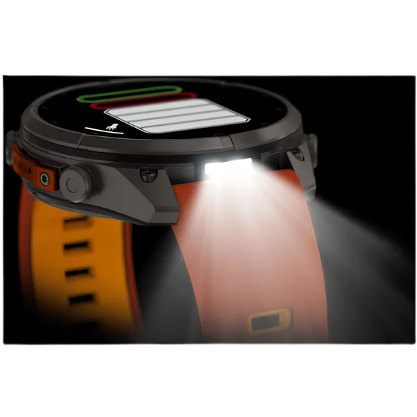 Garmin fēnix 9 Pro inReach 47mm Titanium smartwatch with Autumn Orange Spark Orange silicone band in Qatar