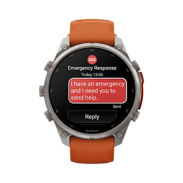 Garmin fēnix 9 Pro inReach 47mm Titanium smartwatch with Autumn Orange Spark Orange silicone band in Qatar
