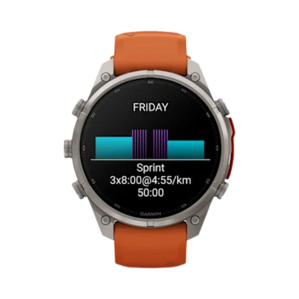 Garmin fēnix 9 Pro inReach 47mm Titanium smartwatch with Autumn Orange Spark Orange silicone band in Qatar