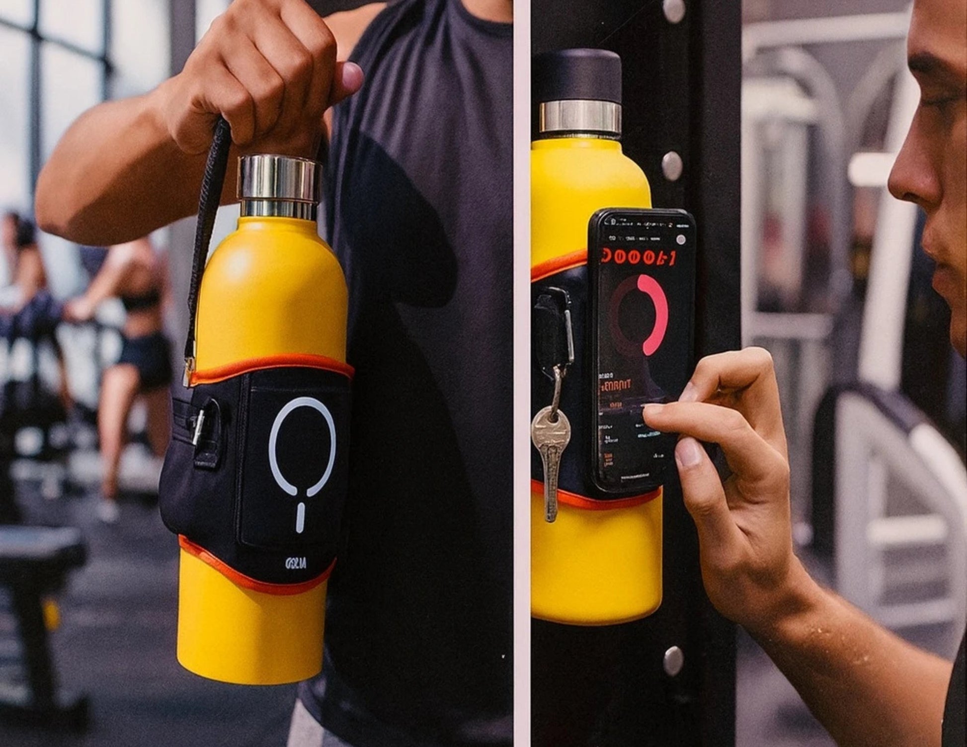Goji Magnetic Water Bottle Storage Bag S5 with phone mount, mesh pocket, and strong magnetic attachment Qatar