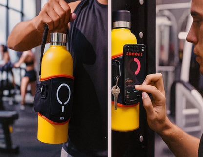 Goji Magnetic Water Bottle Storage Bag S5 with phone mount, mesh pocket, and strong magnetic attachment Qatar